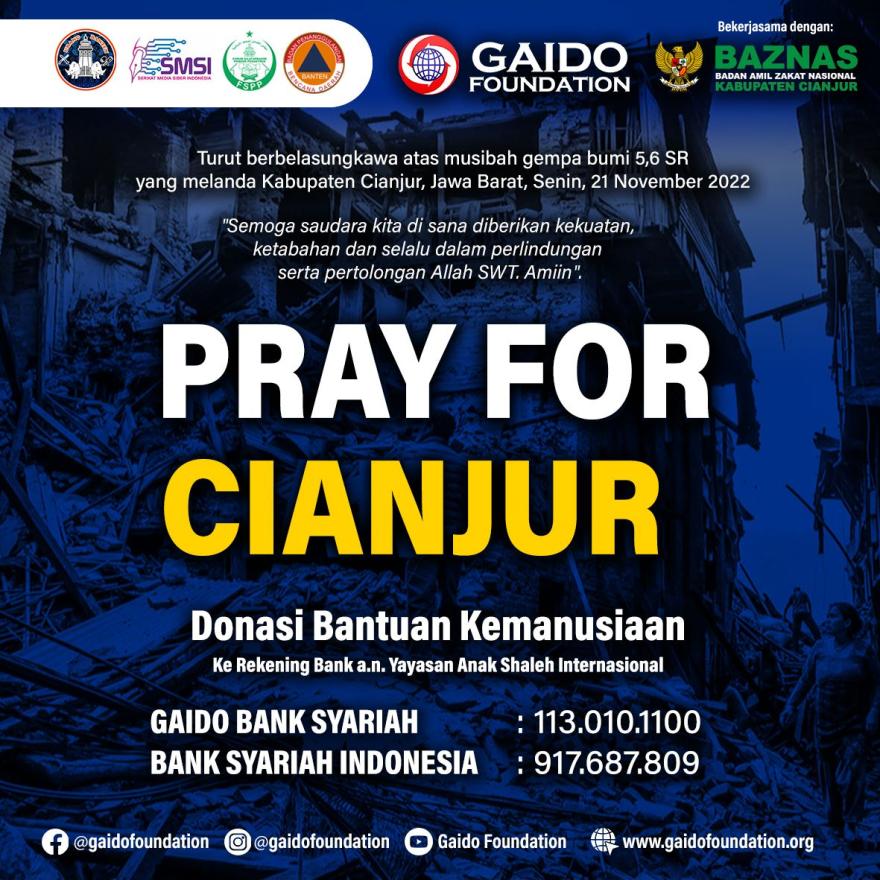 Donasi Bantuan Kemanusiaan  Gempa Bumi di Cianjur Jawa Barat